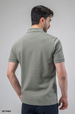 تیشرت یقه دار ژاکارد کلاسیک