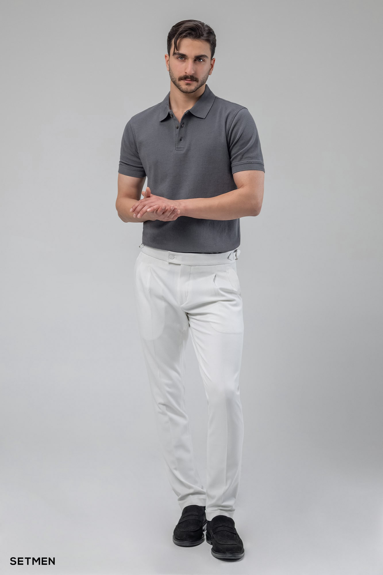 تیشرت یقه دار ژاکارد کلاسیک