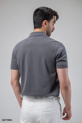 تیشرت یقه دار ژاکارد کلاسیک