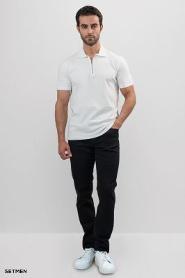 تیشرت یقه نیم زیپ ژاکارد