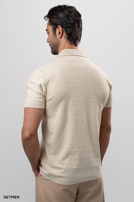 تیشرت یقه نیم زیپ ژاکارد