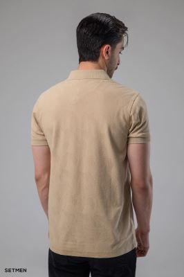 تیشرت یقه دار نیم زیپ ژاکارد اولد مانی