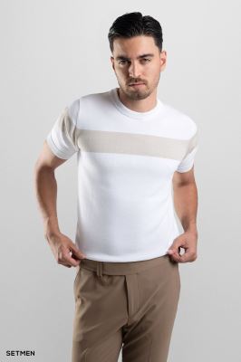 تیشرت مردانه یقه گرد بافت اولد مانی