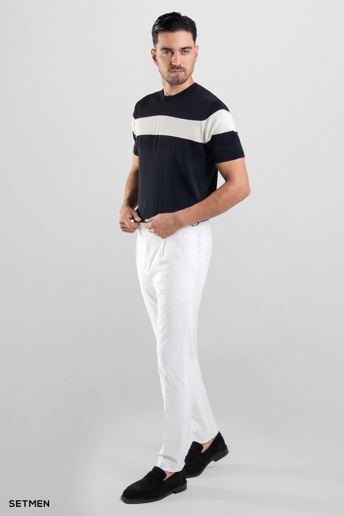 تیشرت مردانه یقه گرد بافت اولد مانی