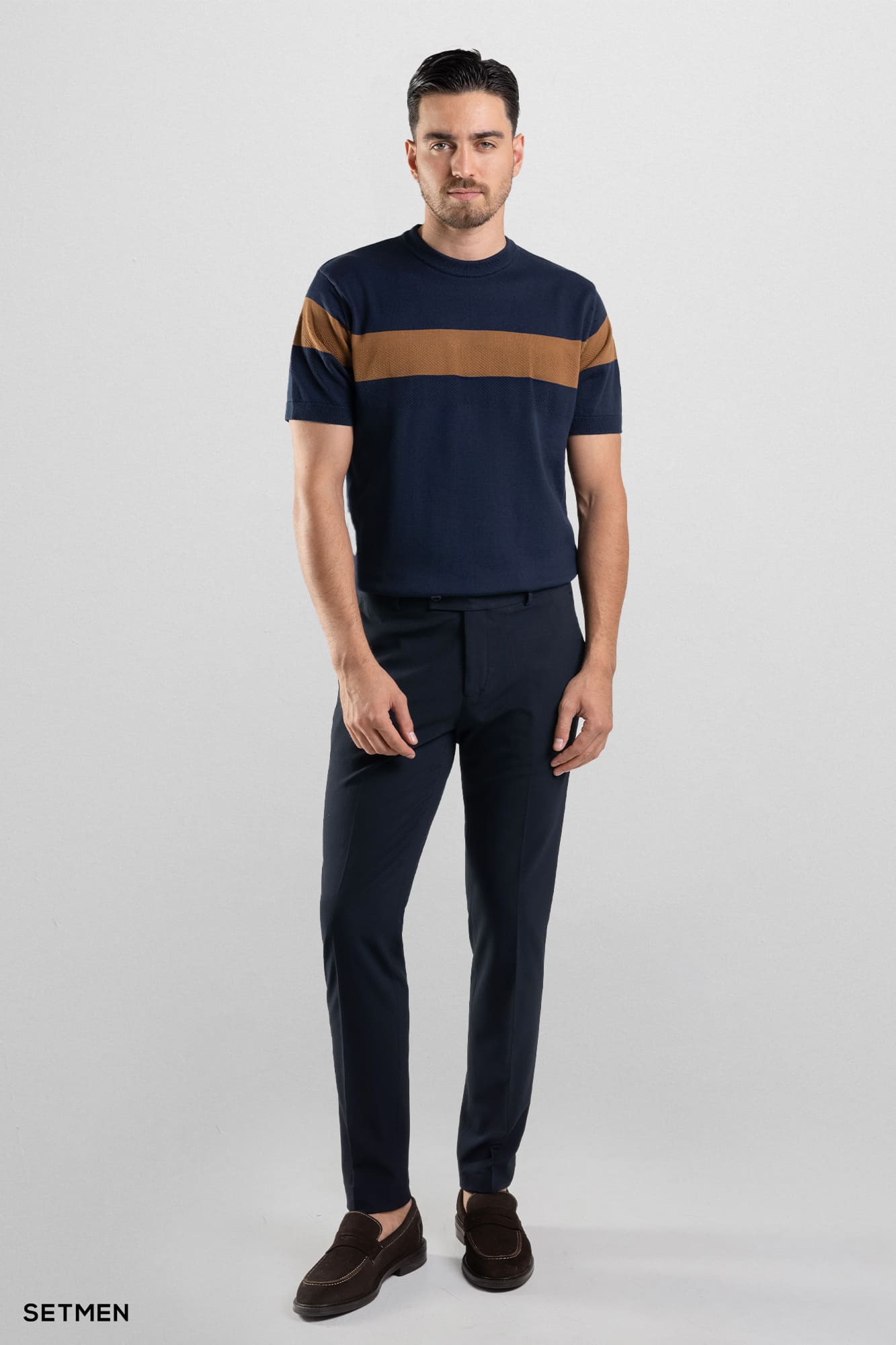 تیشرت مردانه یقه گرد بافت اولد مانی