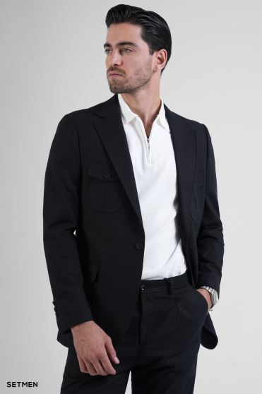 کت تک مردانه نیم آستر لینن سافاری