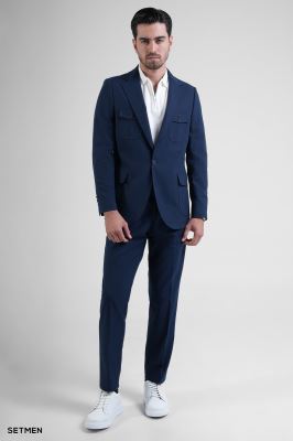 کت تک مردانه نیم آستر لینن سافاری