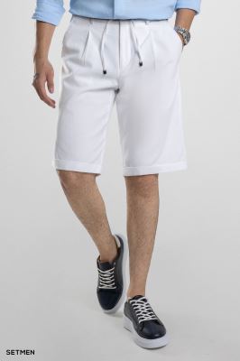 شلوارک لینن پیل دار کمر کش