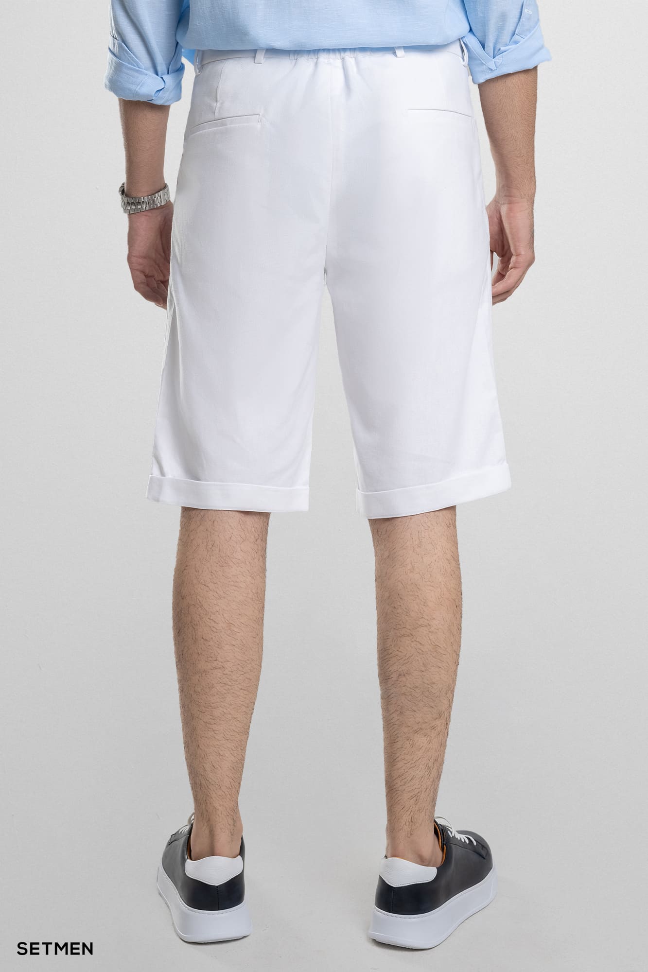 شلوارک لینن پیل دار کمر کش