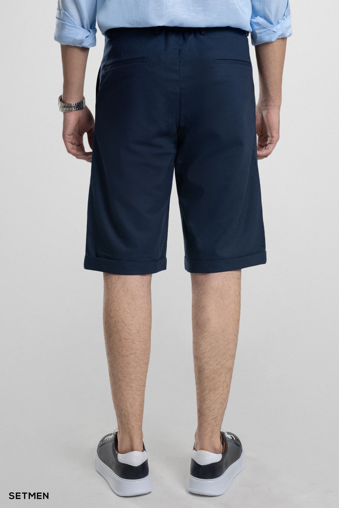 شلوارک لینن پیل دار کمر کش