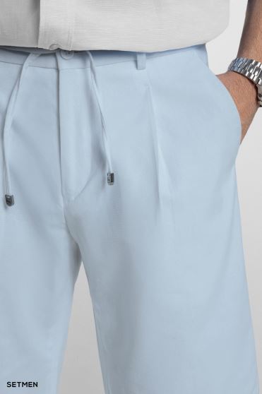 شلوارک لینن پیل دار کمر کش