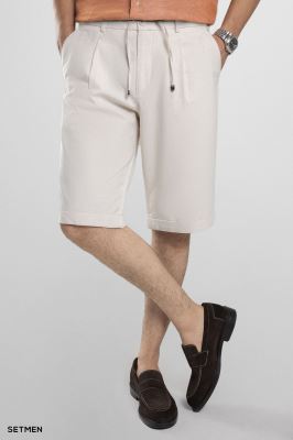 شلوارک لینن پیل دار کمر کش