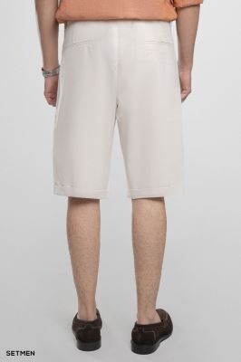 شلوارک لینن پیل دار کمر کش