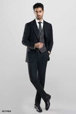 کت و شلوار مردانه سه تکه یقه بلیزر ژیله دورو