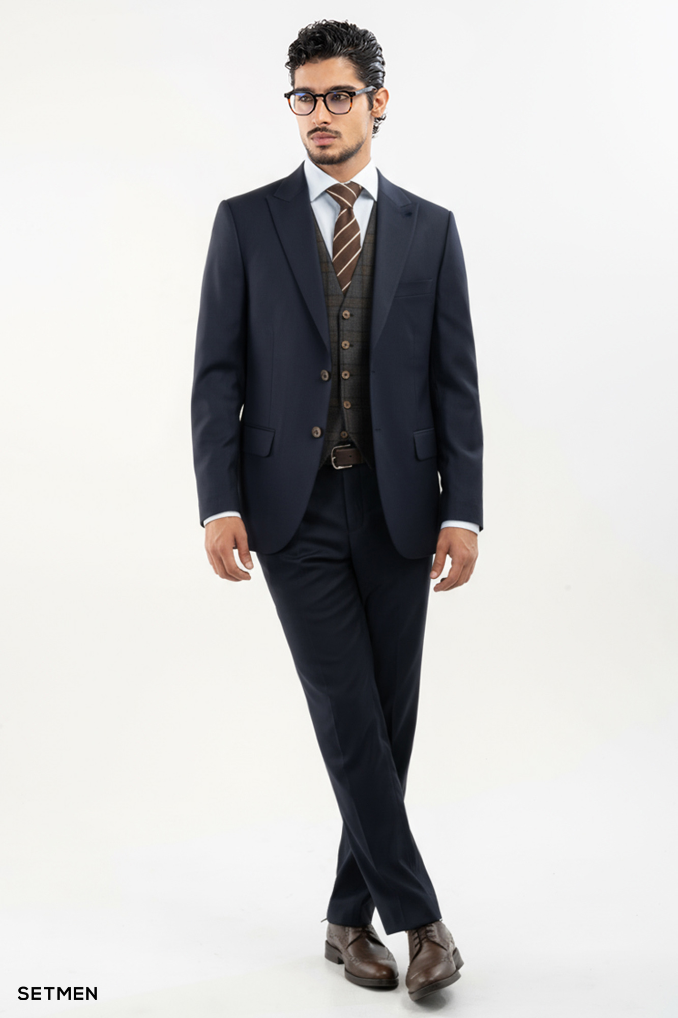 کت و شلوار مردانه سه تکه یقه بلیزر ژیله دورو