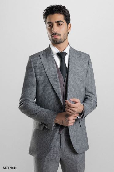 کت و شلوار مردانه سه تکه یقه بلیزر ژیله دورو