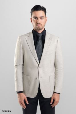 کت تک مردانه یقه انگلیسی نیم آستر دو دکمه