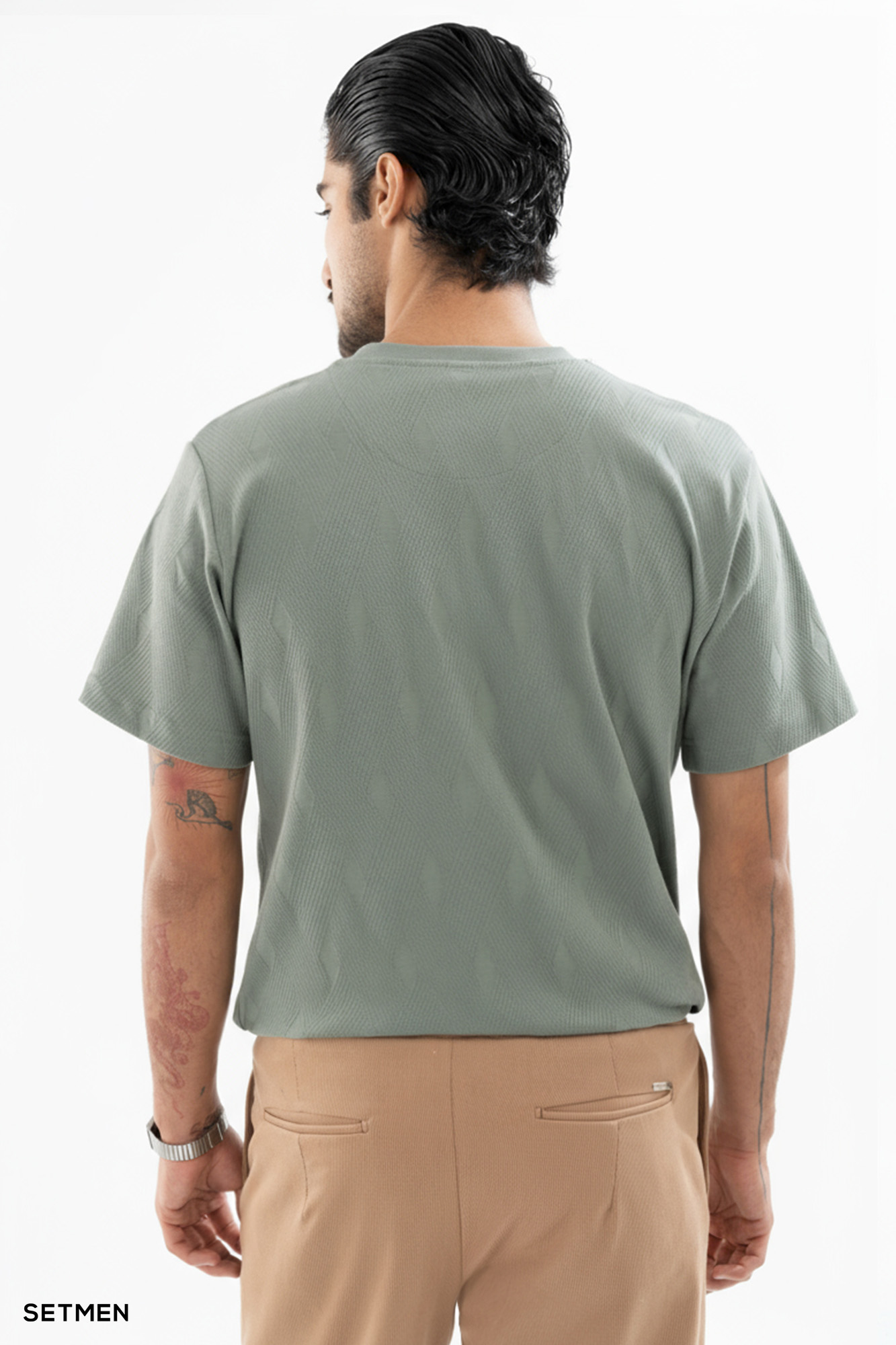 تیشرت مردانه ژاکارد یقه گرد