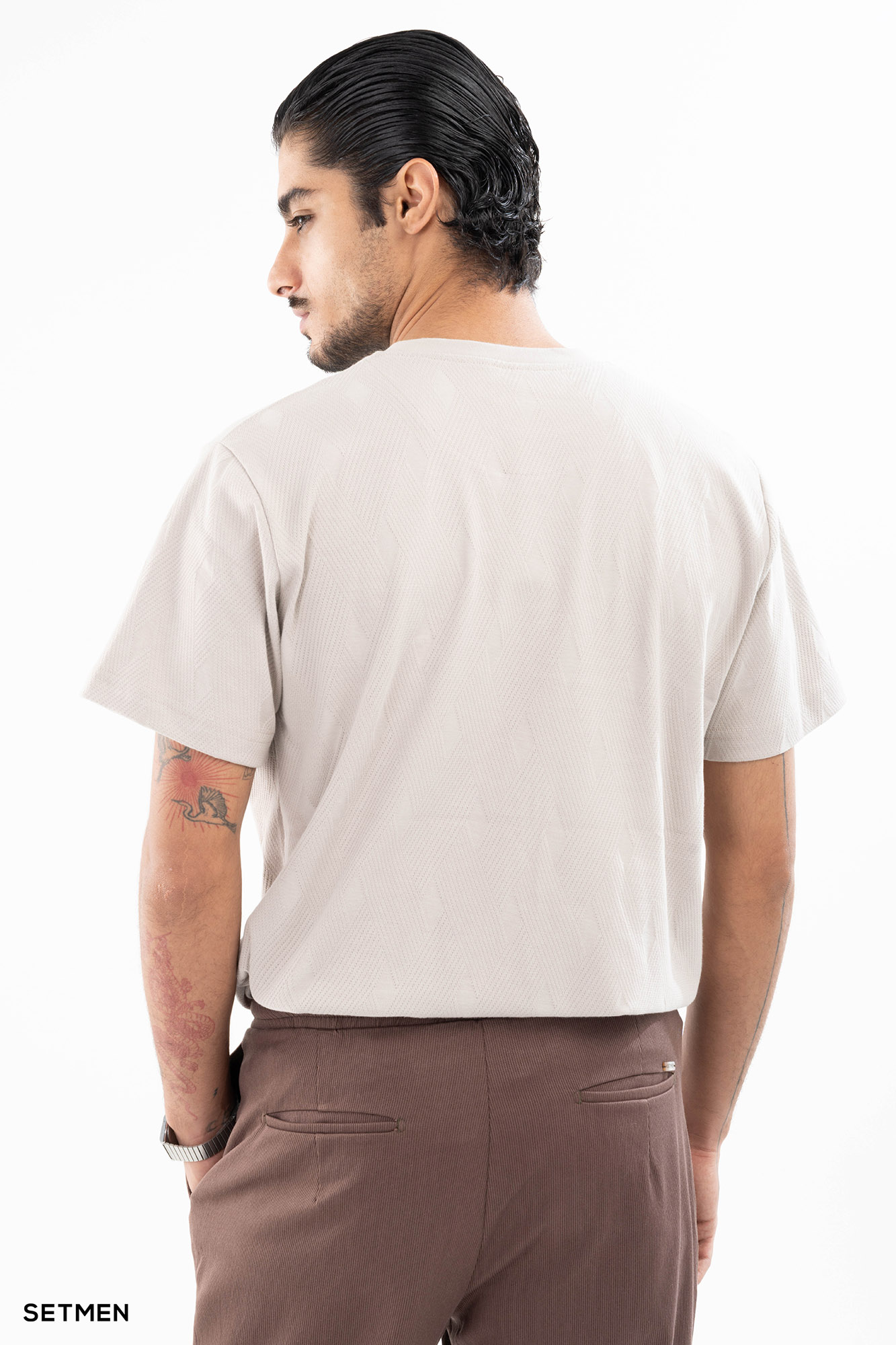 تیشرت مردانه ژاکارد یقه گرد