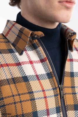 پیراهن مردانه چهارخانه زیپ دار