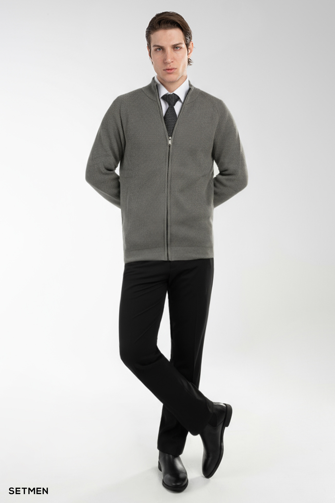 بافت مردانه آستین رگلان تمام زیپ