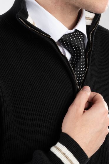 بافت مردانه نیم زیپ یقه ایستاده کلاسیک