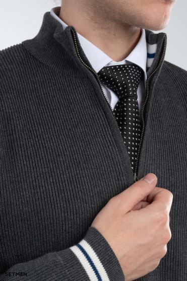 بافت مردانه نیم زیپ یقه ایستاده کلاسیک