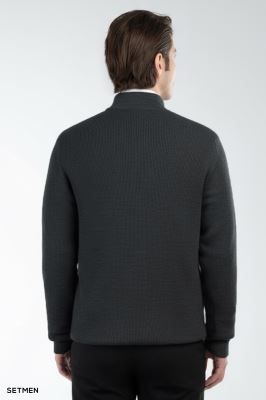 بافت مردانه نیم زیپ یقه ایستاده کلاسیک