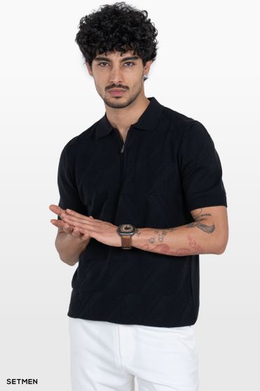 تیشرت مردانه بافت نیم زیپ